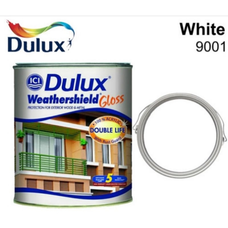 DULUX weathershield gloss white 1kg putih glosy