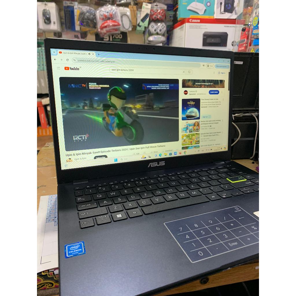 LAPTOP Second ASUS E410M , RAM 4, INTEL Celeron N4020, DDR4 4GB, 512GB SSD, UHD 14'' , 100% OK Semua