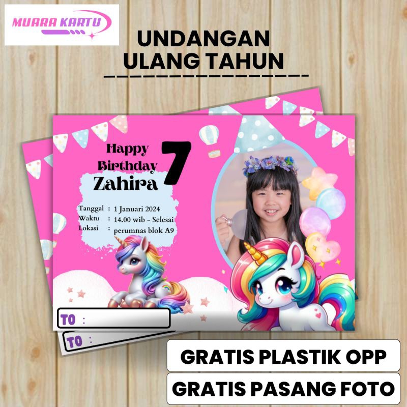 Isi 50 pcs Kartu Undangan Ulang Tahun Anak Lucu / Kartu Undangan Karakter Kece / Promo Kemerdekaan /