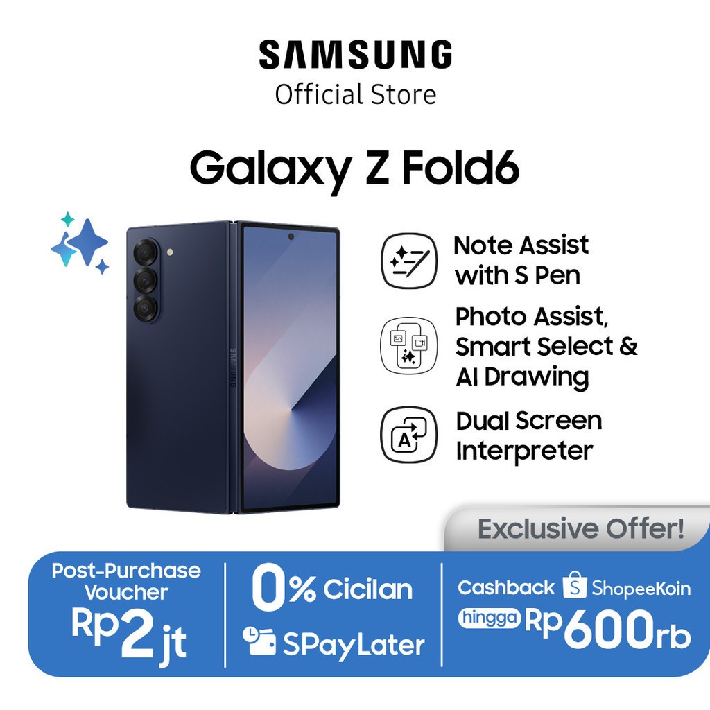 Samsung Galaxy Z Fold6 12/512GB - Navy, Smartphone AI, Smartphone Lipat, Android, Kamera 50MP