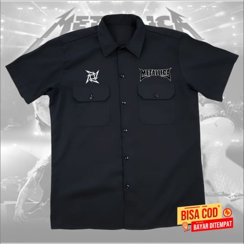 KEMEJA LENGAN PENDEK METALLICA TERBARU-KEMEJA PRIA-KEMEJA METAL