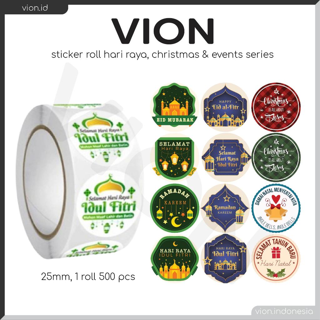 

VION 1 Sticker Roll 500pcs Event Stiker Lebaran Idul Fitri Ramadhan Christmas Hampers Packing SS001