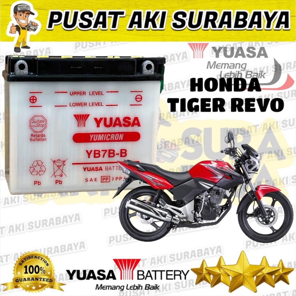 AKI ORIGINAL YUASA YB7B B GARANSI ACUU ASLI MOTOR HONDA TIGER REVO TIREV YB7B-B 12 VOLT 7 AMPER PUSA
