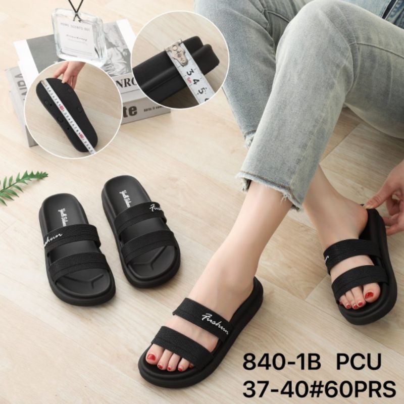 SANDAL JELLY / KARET  WANITA BALANCE 840-1B/ SANDAL WANITA SLOP WEDGES  TERBARU MODEL KEKINIAN SANDA