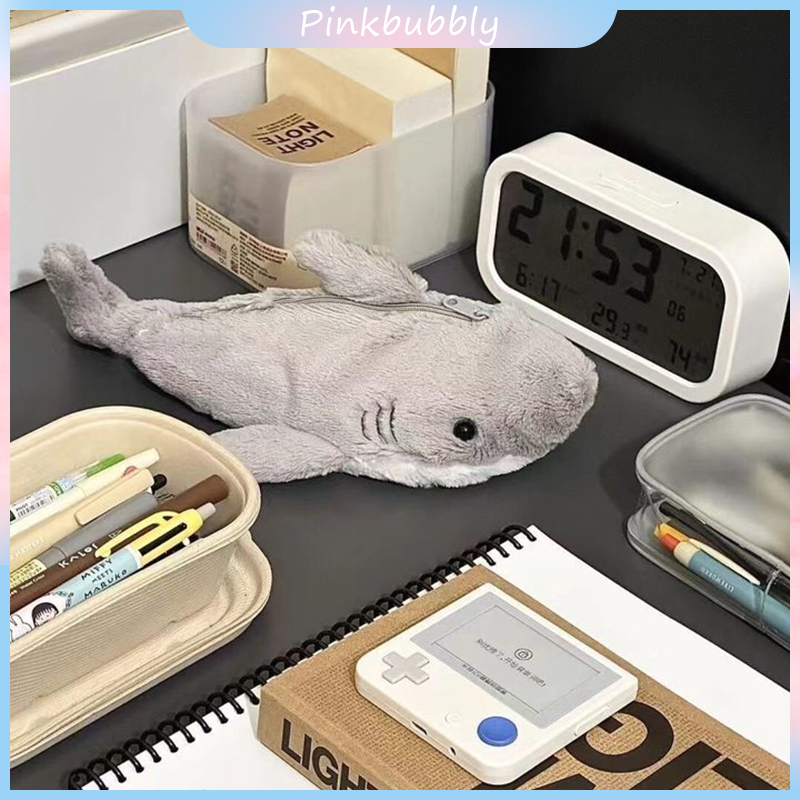 

Pinkbubbly.【Ready】Male and female student stationery, small shark doll, pencil case, cartoon large capacity storage bag