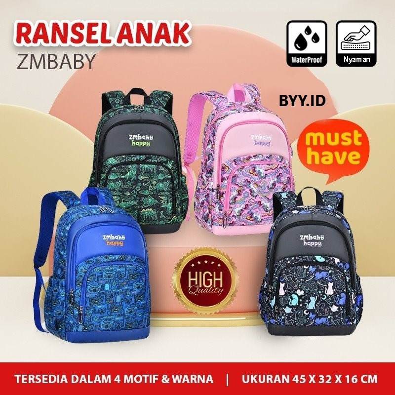 Tas Ransel Anak Sekolah Motif ZMBABY HAPPY