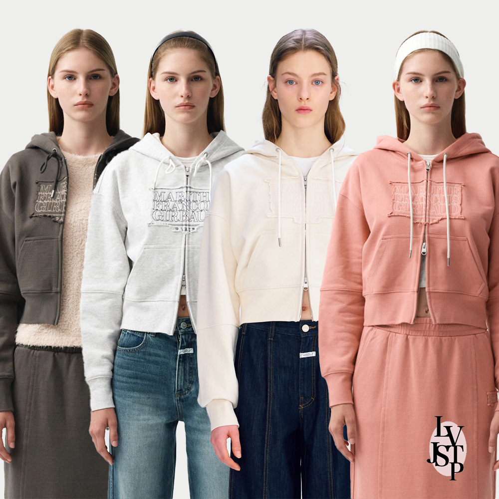 MARITHE W Classic Logo Crop Hoodie Zip Up