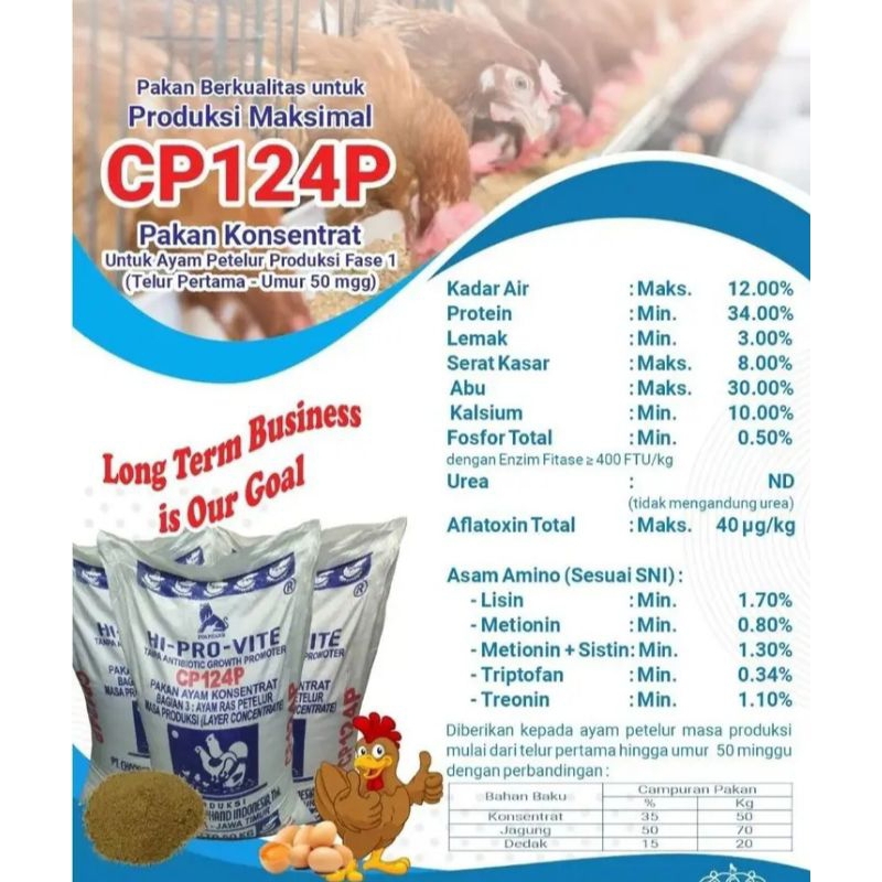 Konsentrat petelur ayam cp124p pakan ayam 1kg