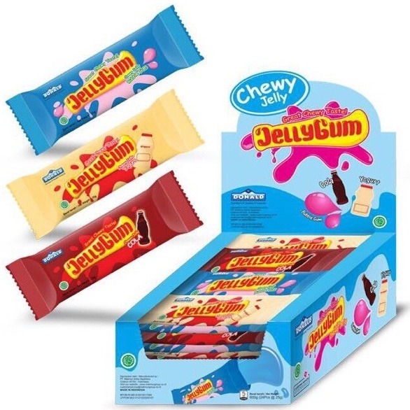 

PEROMO DONALD CHEWY JELLYGUM 24gr YOGURT BUBBLEGUM COLA LYCHEE LECI GRAPE STRAWBERRY MAKANAN RINGAN CEMILAN ANAK JELLY GUM YOGHURT PUDING JELI GROSIR MURAH