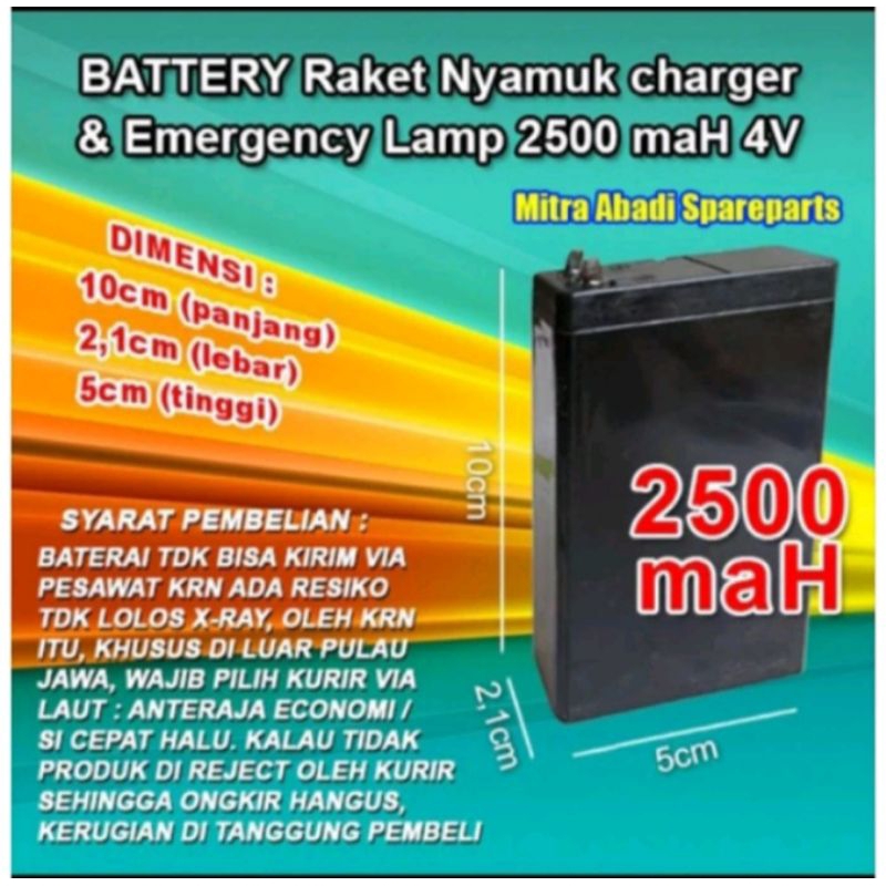 baterai Emergency lamp 2500MAH 4v rechargable