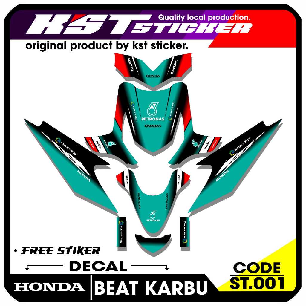Decal Beat Karbu Full Body - Sticker Decal Honda Beat Karbu Desain Racing. KST.001