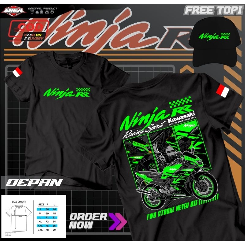 KAOS MOTOR NINJA RR FREE TOPI||KAOS MOTOR NINJA||KAOS NINJA RR||KUALITAS PREMIUM
