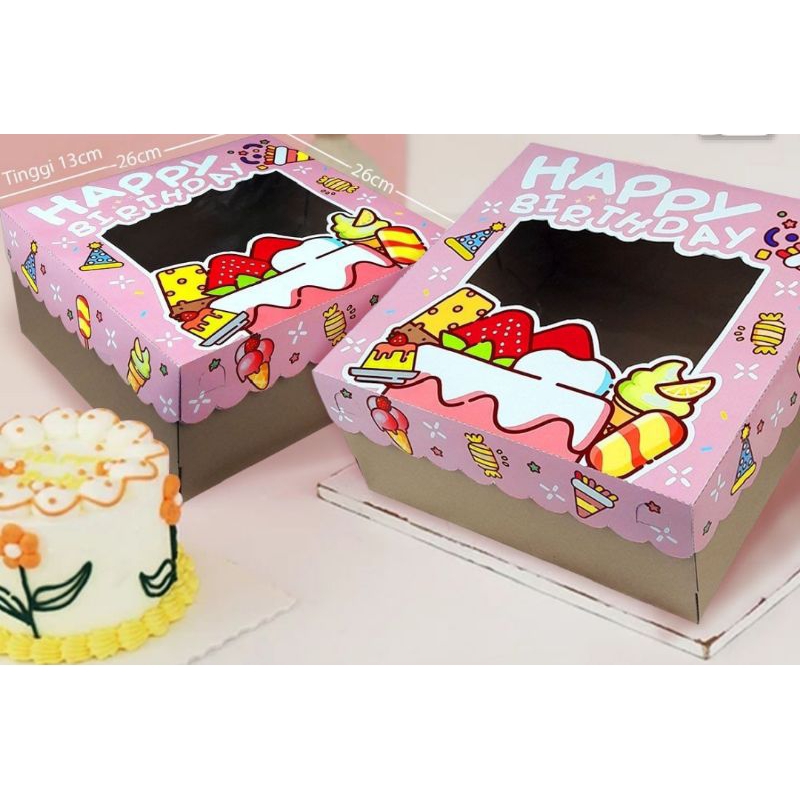

Dus Kotak Cake Kue Happy Birthday Pink Ukuran 26*26*13 per 4 pc