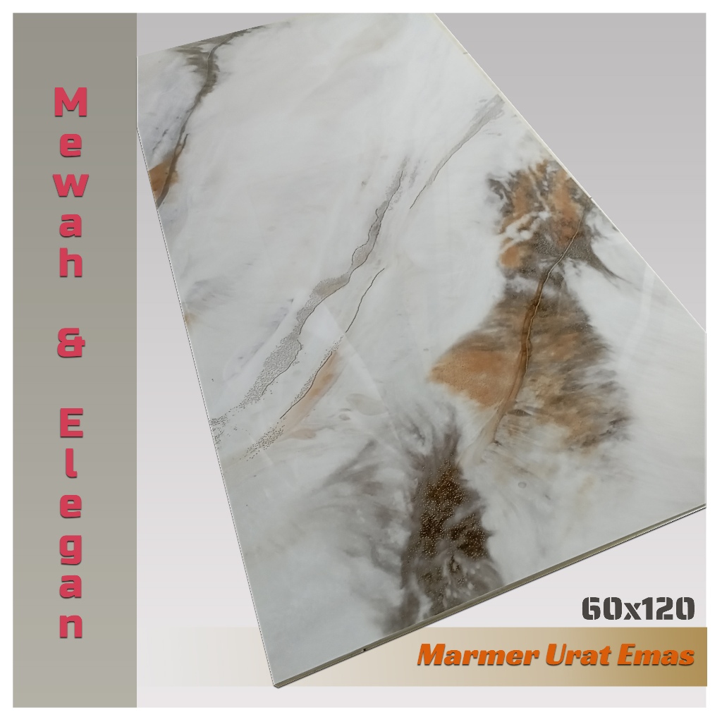 Granit Lantai 60x120 Onyx Putih Coklat GOLD Glossy Mewah Original Granite Tile Grade AAA