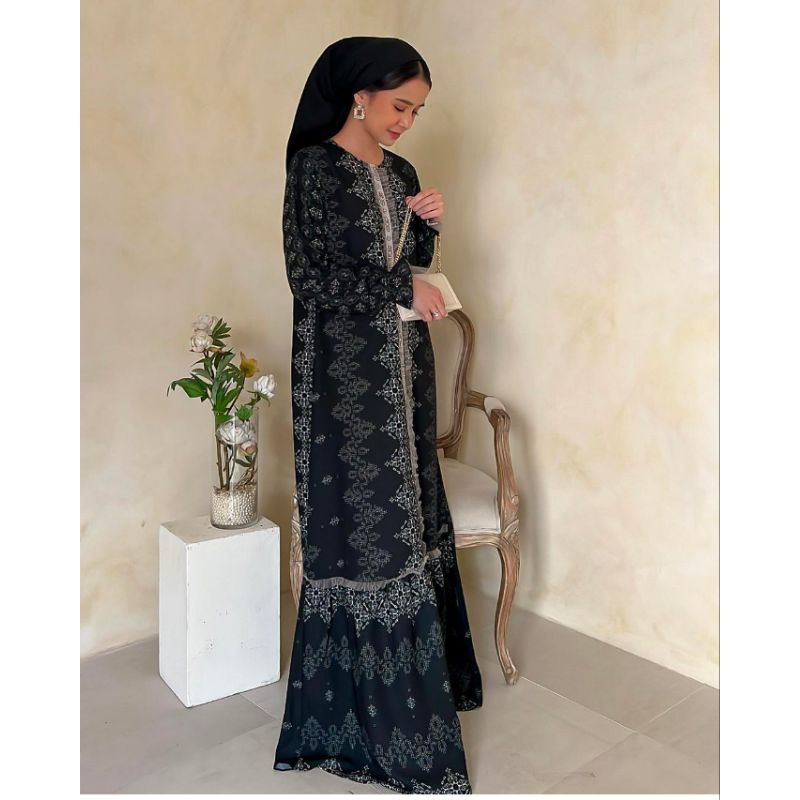 FAMILY SET DRESS BLACK XL  BY KALEELA ID /  FAMSET GAMIS ORIGINAL KALEELA  / DRESS FAMILY SET BLACK 