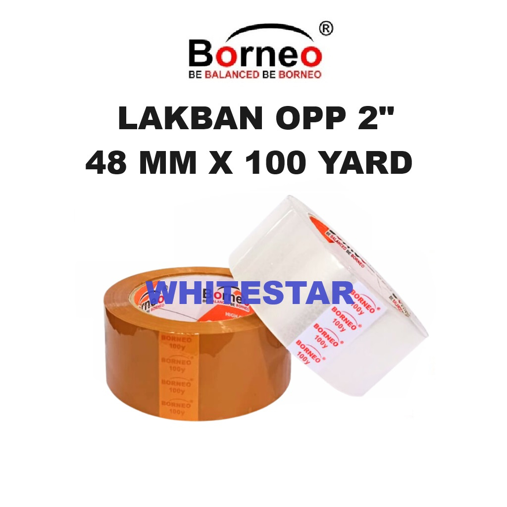 

lakban / isolasi opp borneo premium bening & coklat 2"- 48 mm x 100 yard