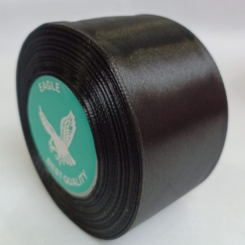 

MEGA DISKON Pita satin hitam 2 inch 5 cm Per roll