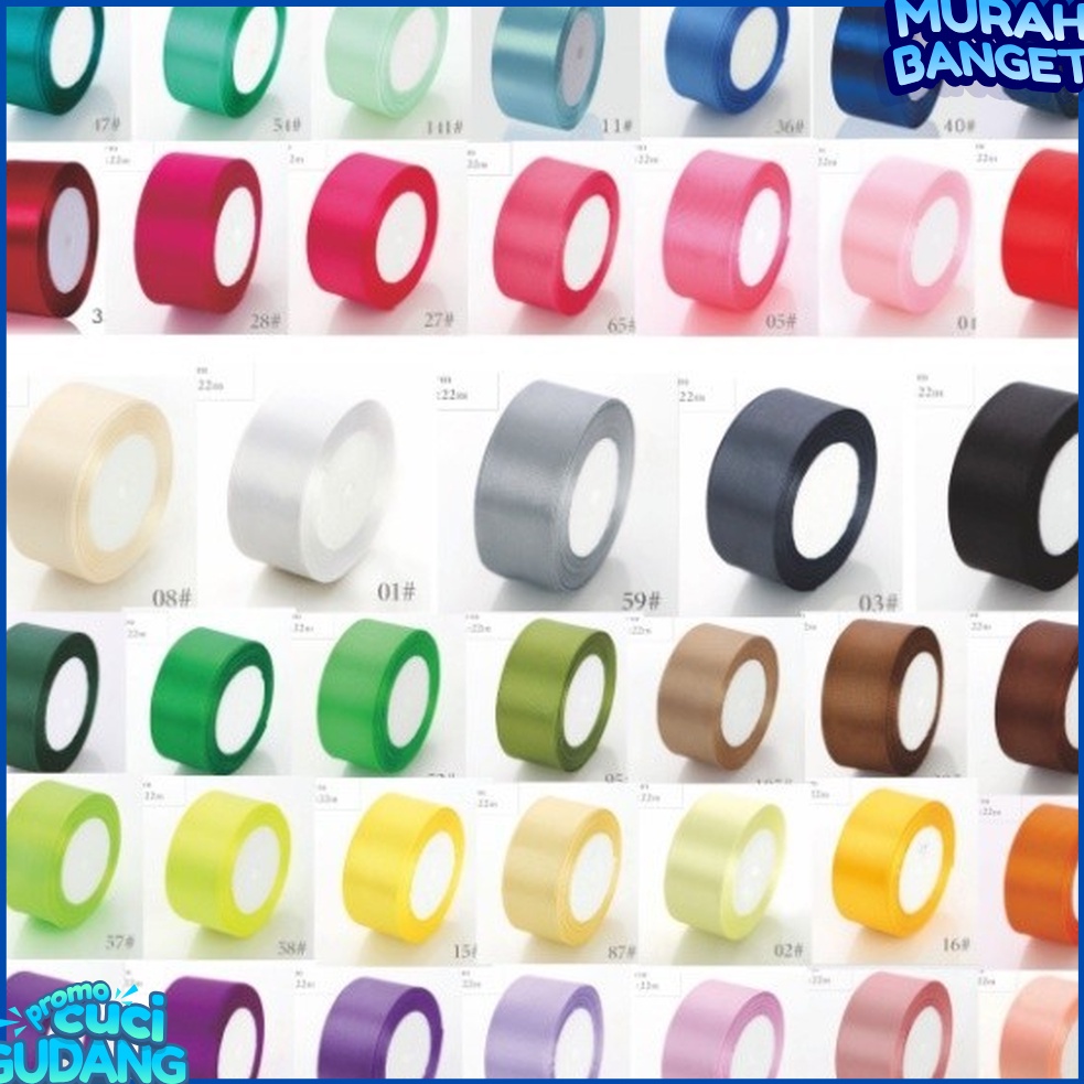 

DESAIN KHUSUS 22 Meter Pita Satin Premium Impor lebar 4 cm untuk bucket bunga kado dll part 1 Harga per Roll 22 Meter