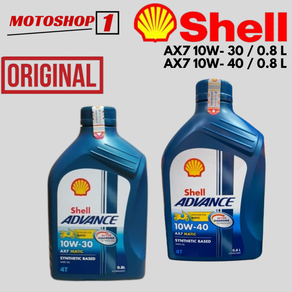 OLI ORIGINAL - OLI SHELL AX7 0.8L MATIC 10W-30 / 10W-40 OLI SHELL ADVANCE AX7  SCOOTER 10W-30 /  10W