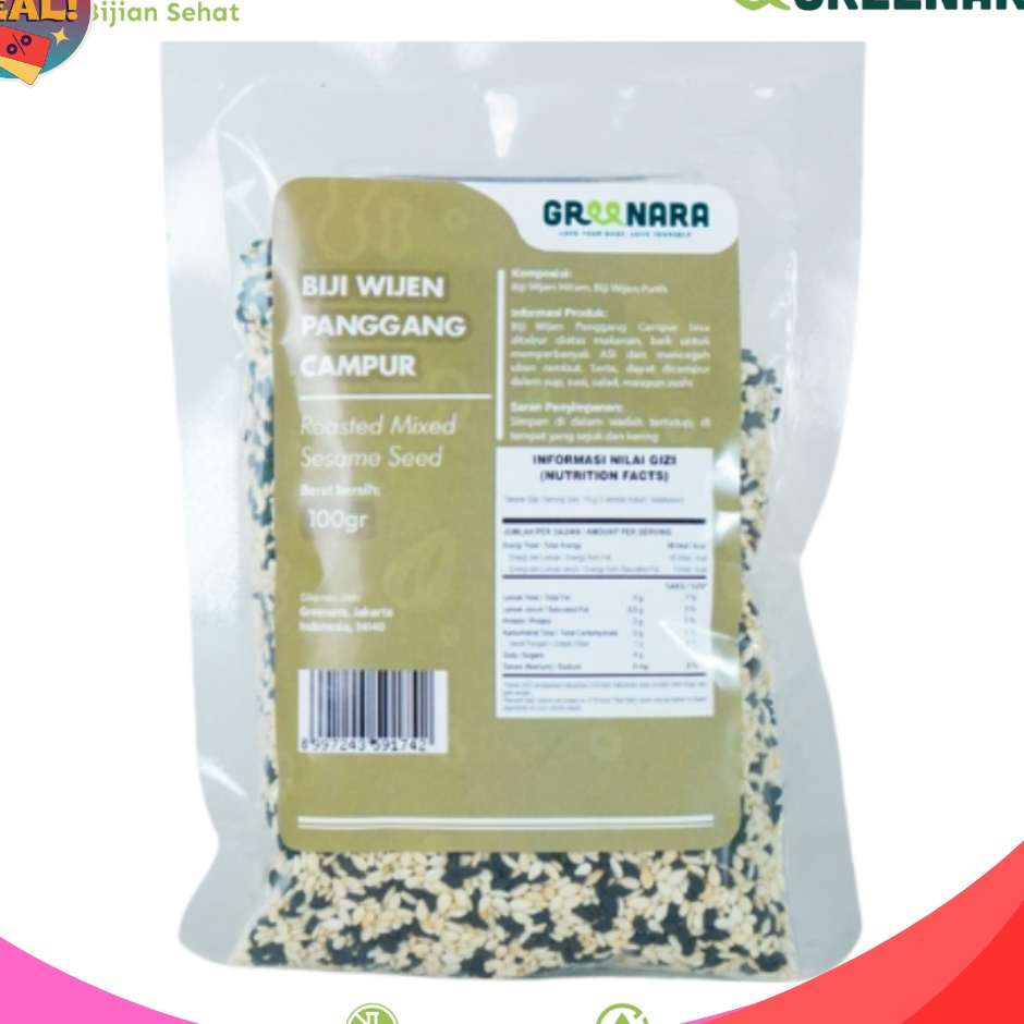 

PROMO KILAT Greenara Wijen Panggang Campur 1gr Roasted Mixed Sesame