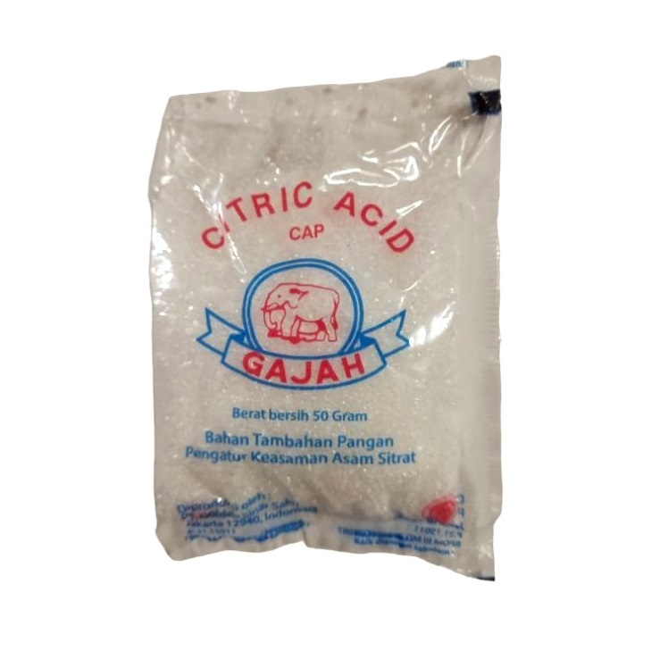 

Citrun Citric Acid Asam Sitrat Cap Gajah Sachet 50 Gr 50Gr (Satuan)