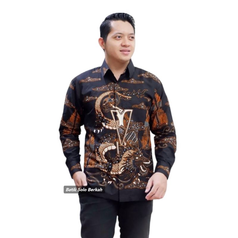 NAGA LESMANA Kemeja Batik Pria Full Lapis Furing Bahan Katun HALUS NYAMAN Hem Atasan Kemeja Baju Bat