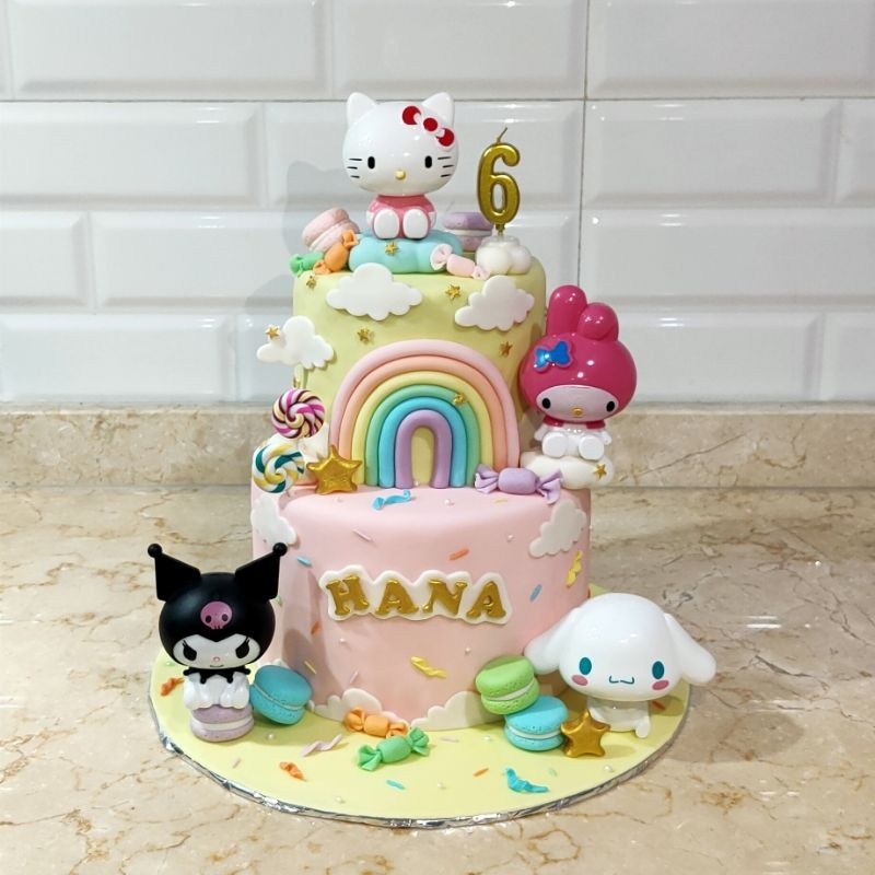 

Hello Kitty, My Melody, Kuromi, Cinnamorol (Sanrio & Friends) Birthday Cake