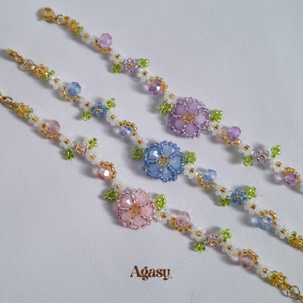 Bloomy Series "Forget Me Not" Bracelet | Gelang Manik Premium Stainless Steel | Agasy