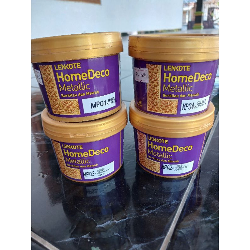 cat lenkote homedeco Metalic / cat berkilau mewah emas 0.2 liter