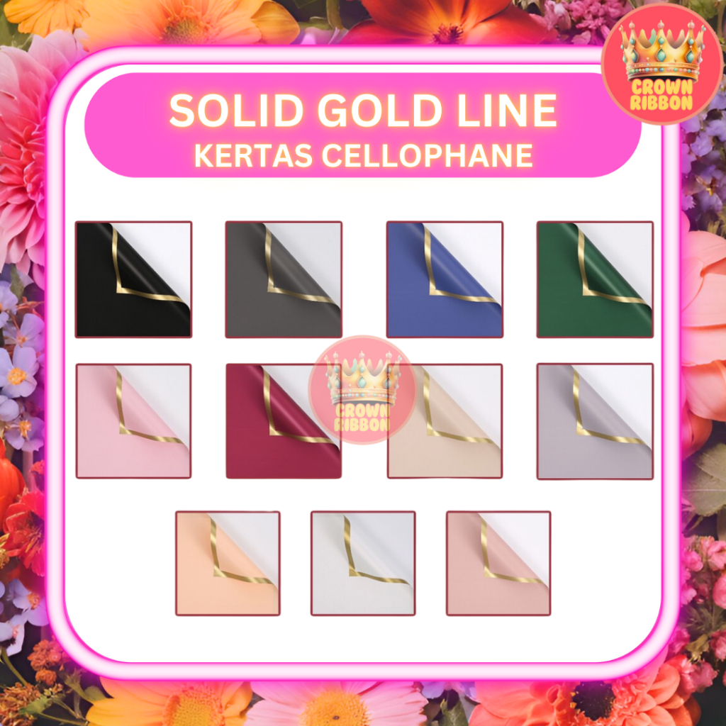 

(20 LEMBAR) Kertas Cellophane Buket Bunga - SOLID GOLD Line - Flower Wrapping Paper
