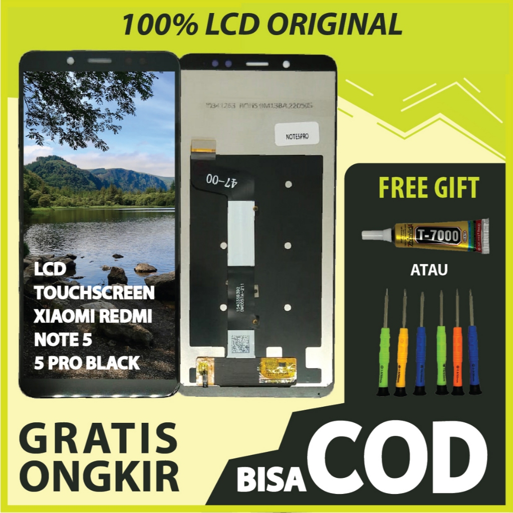 【ORIGINAL 100%】LCD TOUCHSCREEN XIAOMI REDMI NOTE 5/ 5 PRO BLACK FULLSET TOUCHSCREEN / ORIGINAL100%