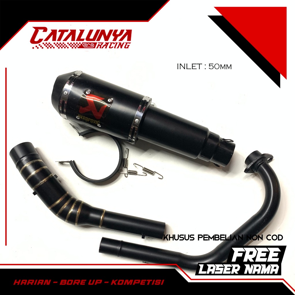 Knalpot Racing Akra GP M 1 Lorenzo Full Black doff THUNDER 125CC