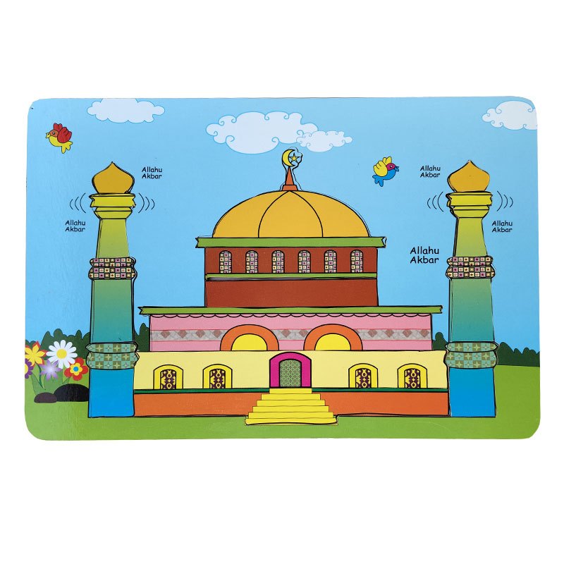 Puzzle Masjid - Mainan Kayu Edukatif Bongkar Pasang