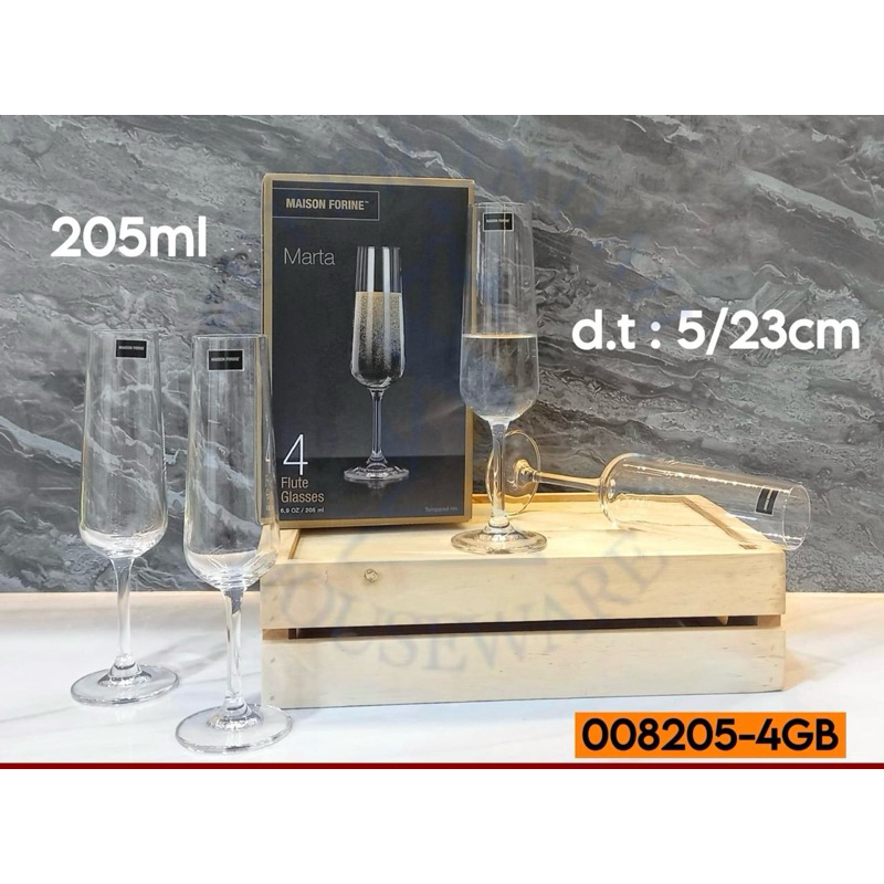 Gelas set kaca marta flute wine 4pcs