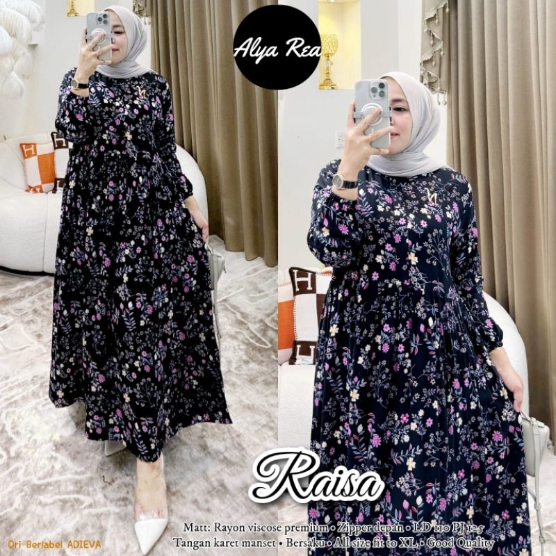 Raisa midi dress rayon motif by Adieva