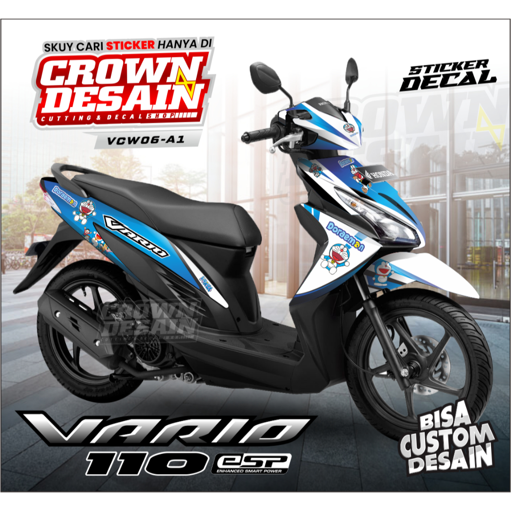 Sticker Decal Vario 110 Fi Motif Doraemon Fullbody - Decal Motor Vario Pgmfi 110 Stiker Variasi - St