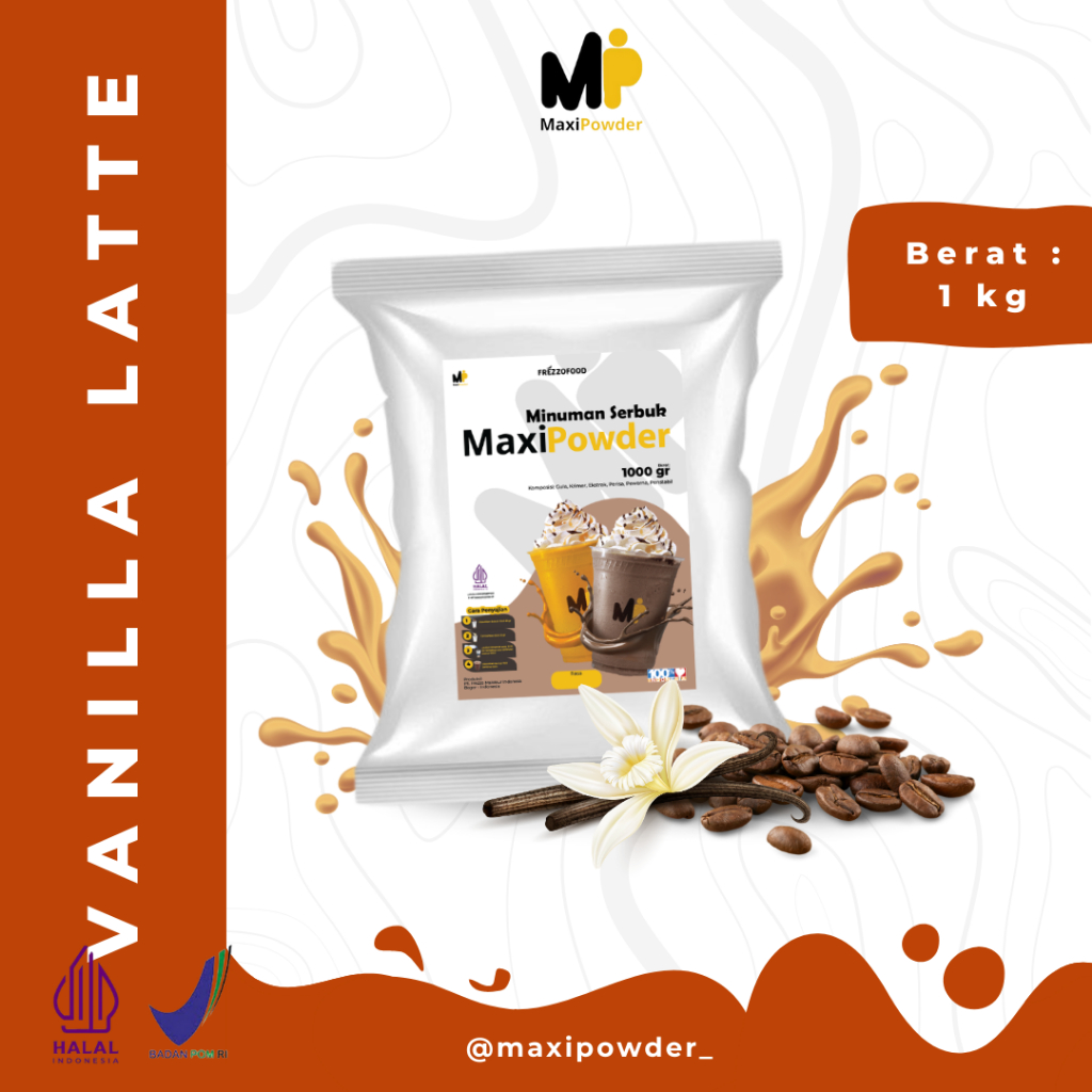 

Bubuk Minuman Rasa Vanilla Latte 1kg / Minuman Kekinian Vanilla Latte Termurah / MaxiPowder