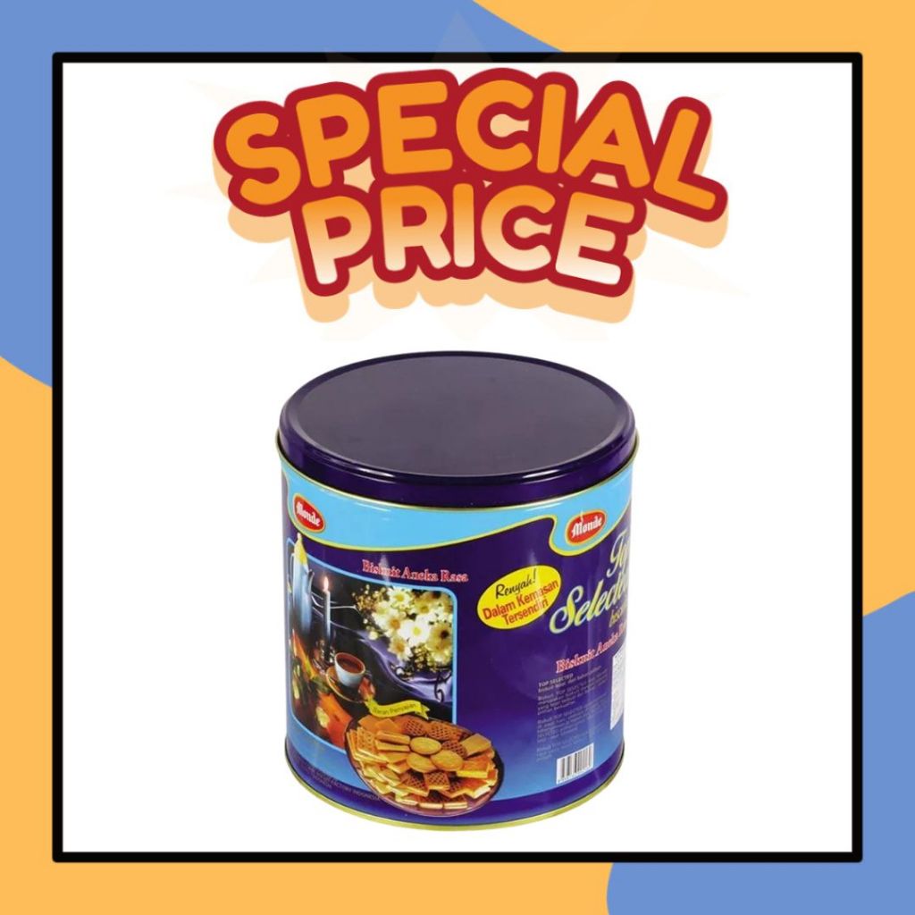 

Monde TOP SLECTED 450GR Biskuit Selected Aneka Rasa Kaleng Bulat