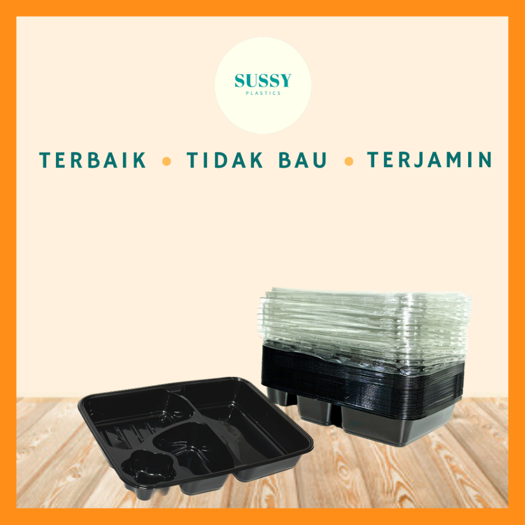 Mika Bento Sekat 4 Hitam / Box Bento / Tray Bento