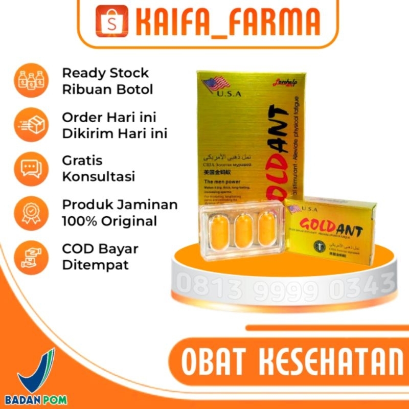 USA GOLD ANT Asli Obat Herbal Kuat Pria Multivitamin Tahan Lama Cowok isi 12 Tablet