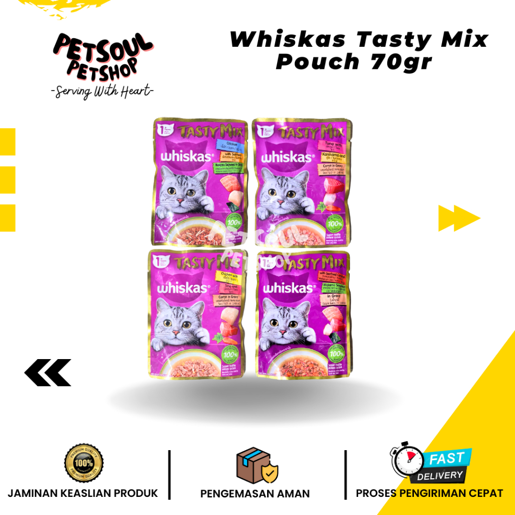 Whiskas Tasty Mix Pouch 70gr Whiskas Tasty Mix Sachet Makanan Basah