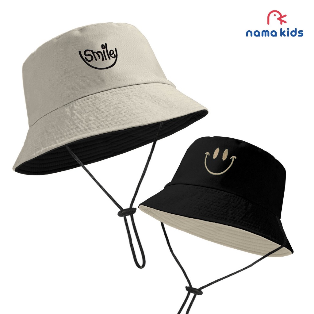 Premium Topi Bucket Anak Dewasa Korea Topi Anak Bordir Smile Topi Bucket Dewasa Couple Anak Wanita