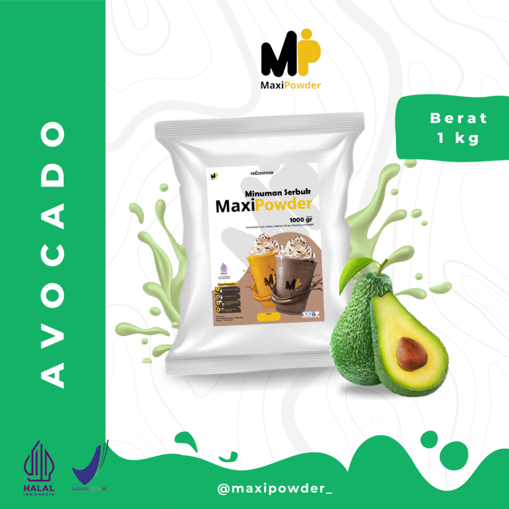 

Bubuk Minuman Rasa Avocado 1kg / Minuman Kekinian Avocado Termurah / MaxiPowder