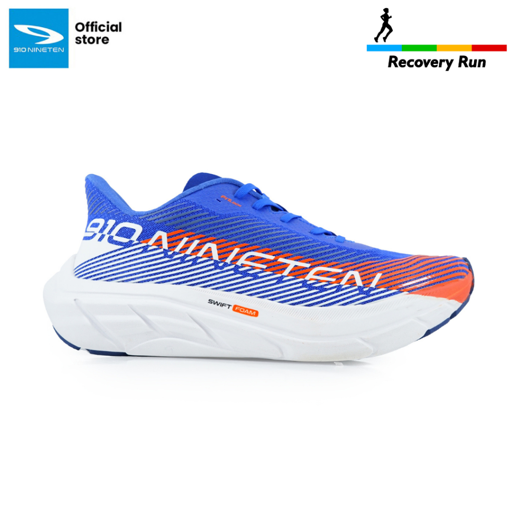 910 Nineten Reishika Bolster Sepatu Lari - Biru/Jingga/Putih