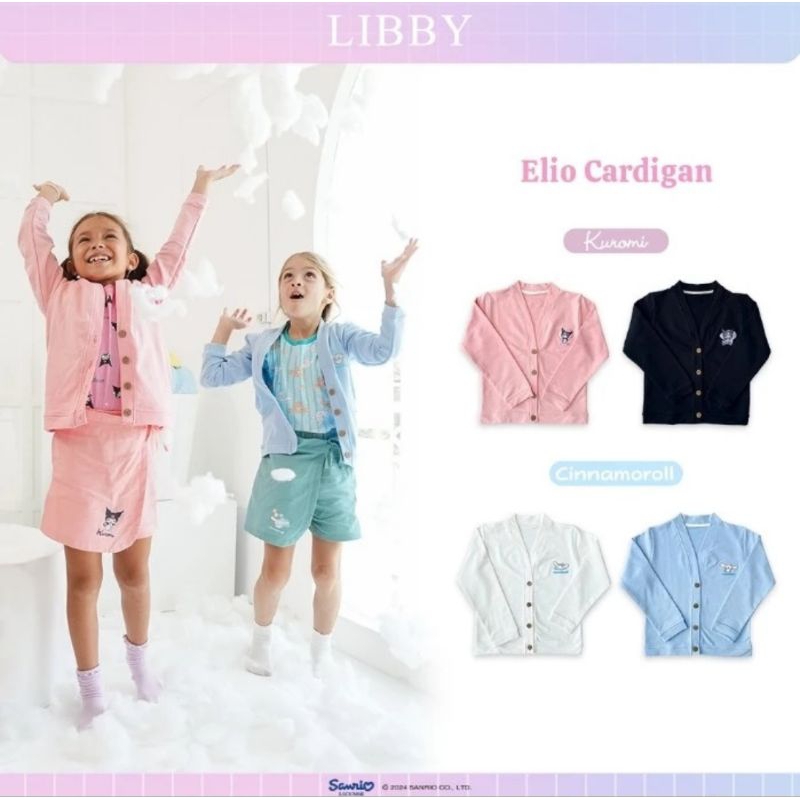 Libby Cardigan Sanrio 9 Bulan - 8 Tahun ElioCardigan Bordir Kuromi Cinnamorol Anak Perempuan