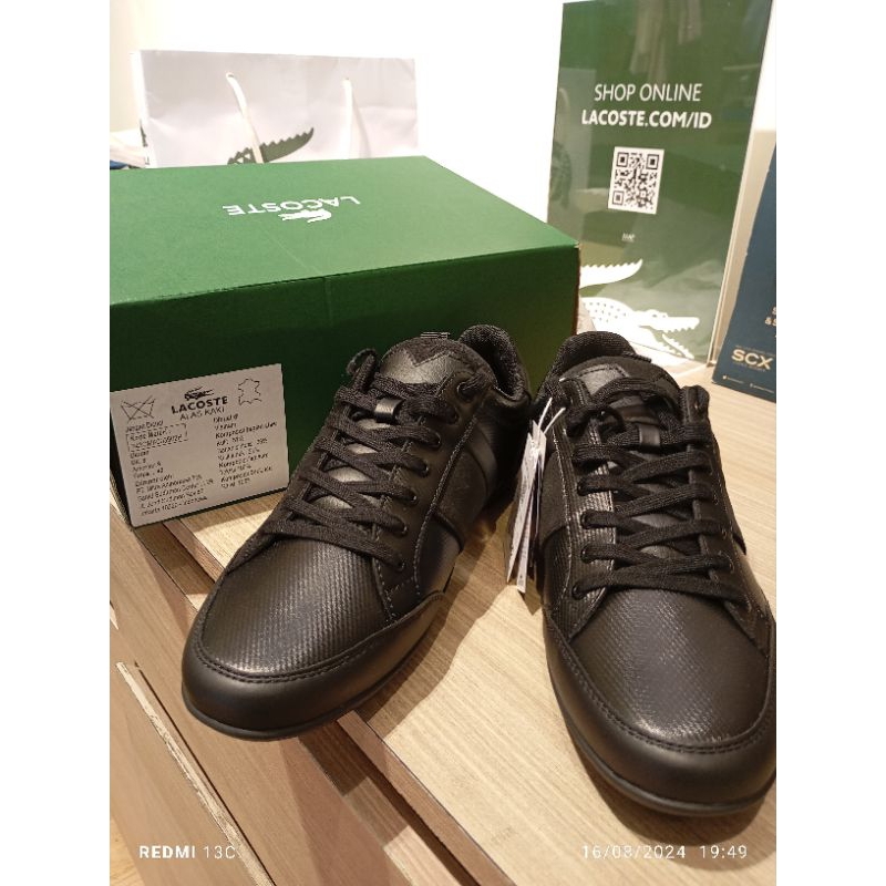 SALE!!! SEPATU LACOSTE BLACK LEATHER 40 - 45 NEW ORIGINAL