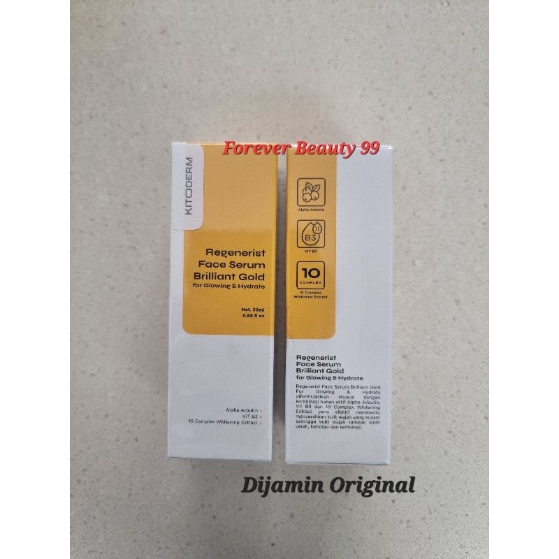 Kitoderm Regenerist Face Serum brilliant gold for glowing & hydrate - serum pencerah & pelembab