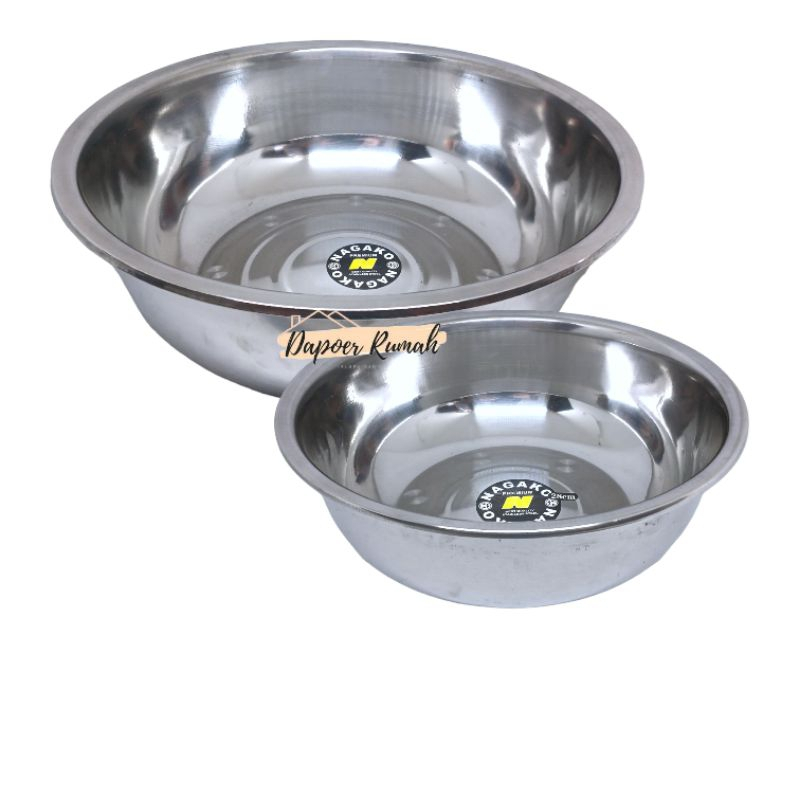 Baskom Nagako 38 Cm/Baskom Stainless Besar/Baskom Sayur Stainless 38 Cm