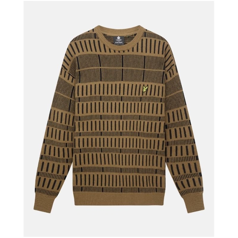 Lyle and Scott Grid Knit Crewneck Brown/Black Original