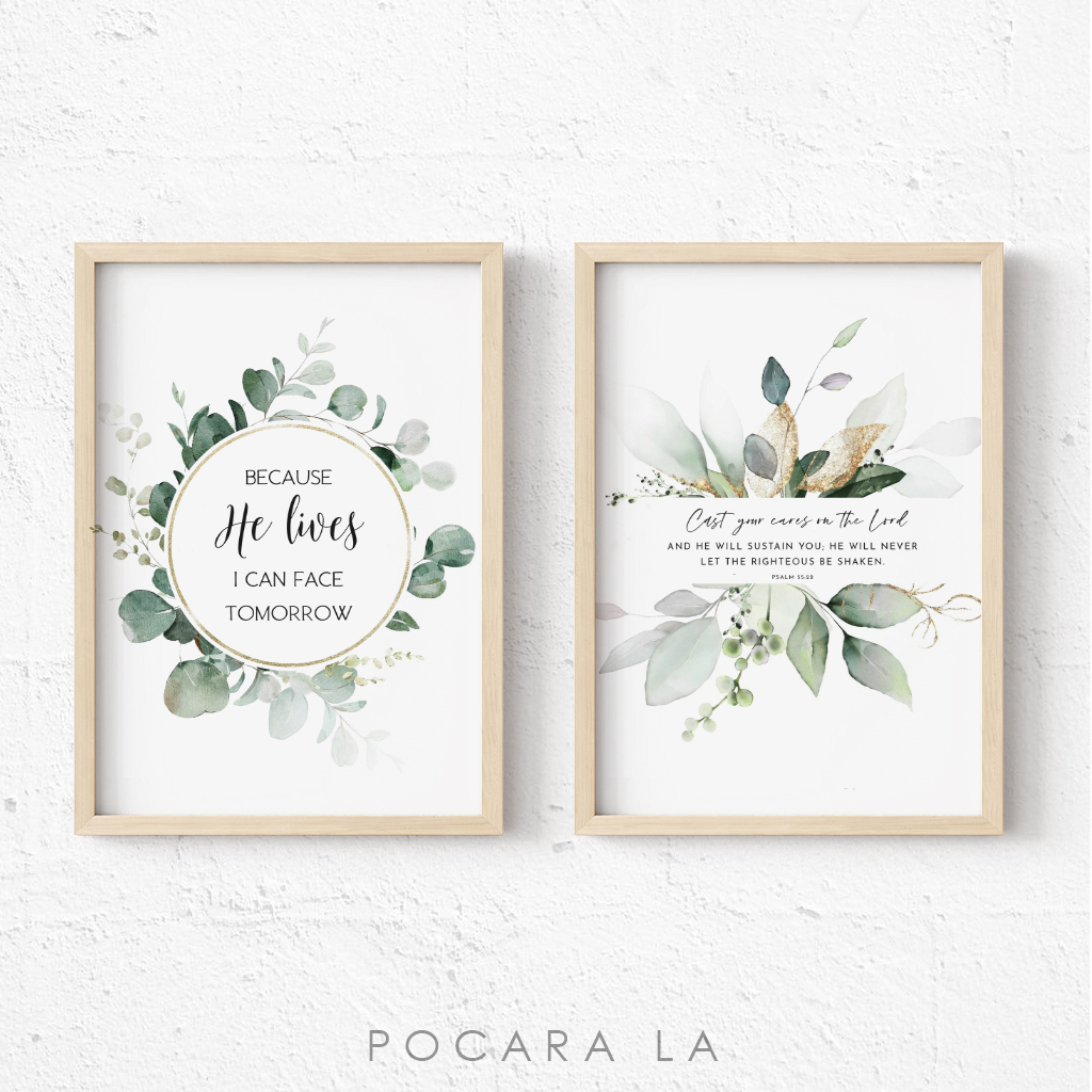 Hiasan Dinding Bingkai Poster Ayat Alkitab Bermotif Bunga Dekorasi Motivasi Kristen